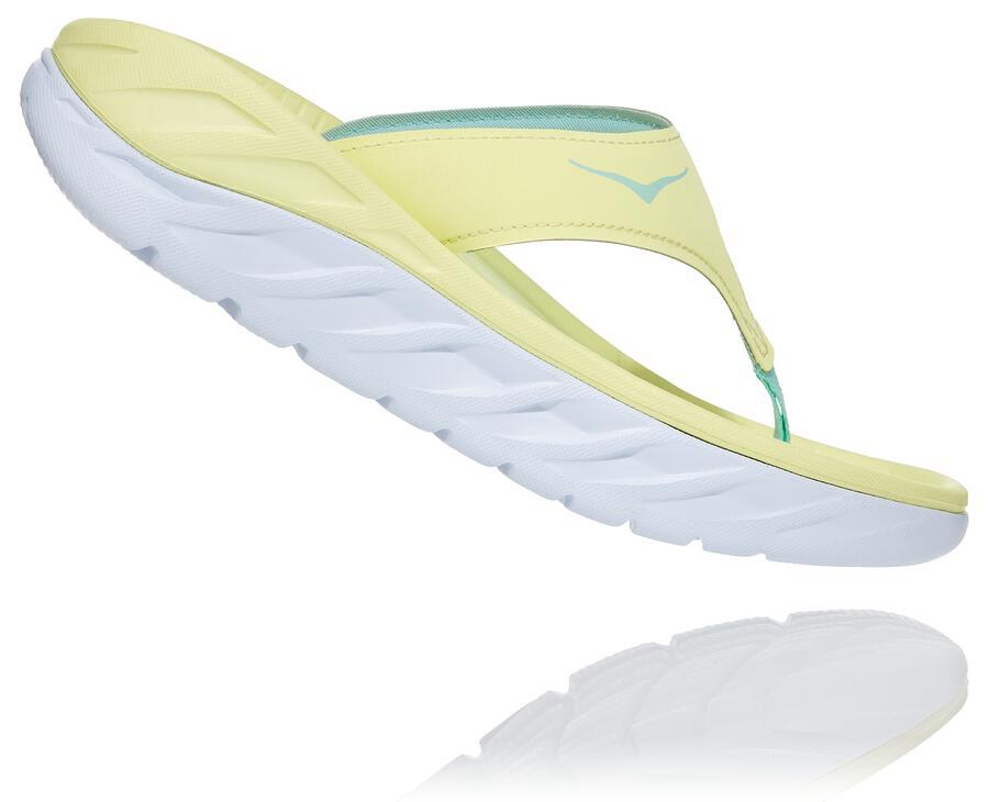 Sandals Womens - Hoka One One ORA Recovery Flip - Yellow/White - RGKZVTC-90